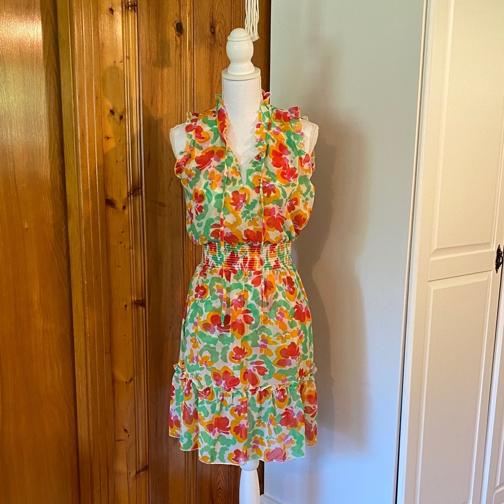CAbi Colorful Floral Mini Dress